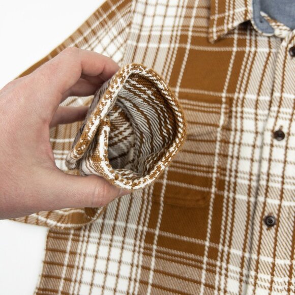 Outerknown Blanket Shirt Men's Small Heavyweight Flannel Orange Plaid Button-Up - Picture 7 of 14